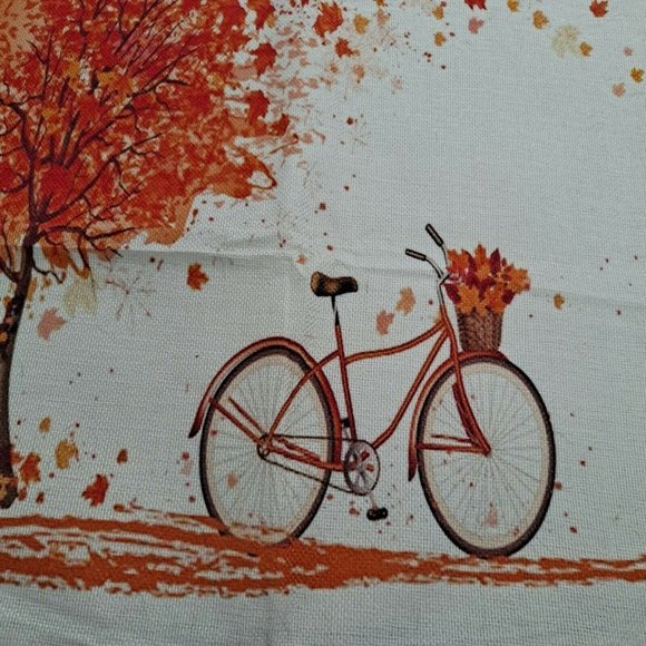 Bicycle Fall Tree Leaves Seasonal Throw Pillow Cover - Picture 2 of 5